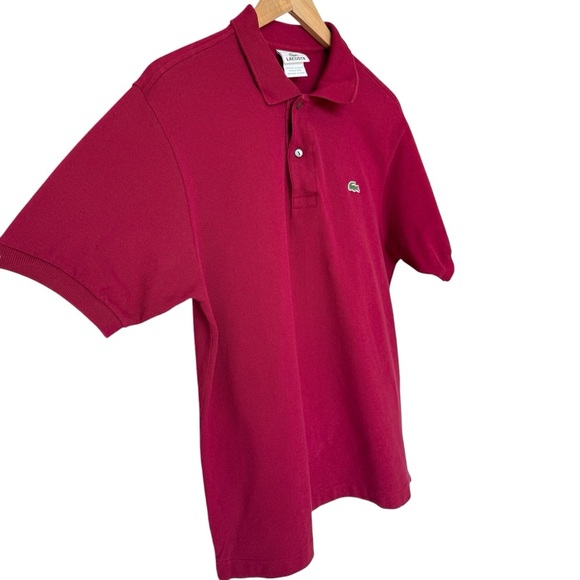 Lacoste Men's Polo Shirt Red Size L Short Sleeve Casual Collared Cotton 2 Button - Picture 4 of 11